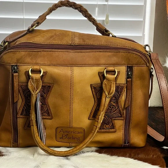 American Darling Tan and Brown Crossbody Bag dual CC - Picture 6 of 11